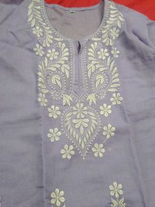 Beautiful Lavender chikankari Kurta with White Emb