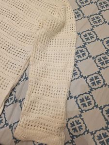 Cream Crochet Knit Sweater