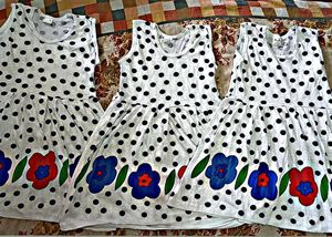 Beautiful White Colour Dress With Flowers