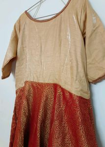 Golden &amp; Maroon Full Partywear Ethnic Gown (44")