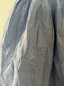 Boho Embroidered Blue Cotton Dress