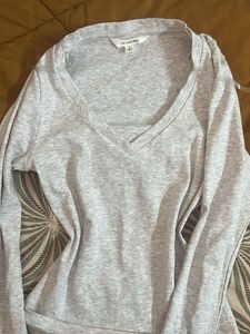 Glassons Grey V-Neck Long Sleeve Top