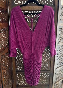 Zara Brand New Pleated V Neck Sexy Mini Dress