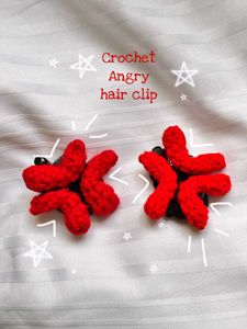 Cute Red Crochet Star Hair Clips