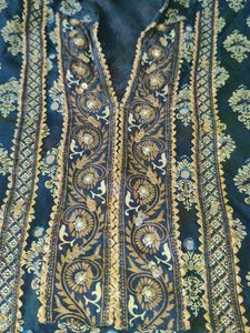Elegant Teal & Gold Embroidered Kurti
