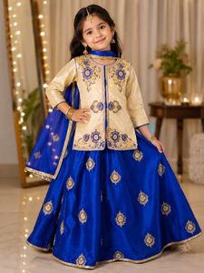 Exquisite Blue & Gold Embroidered Lehenga Choli Se