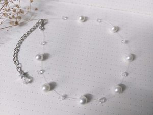 Invisible Necklace Pearl &amp; Crystal Choker