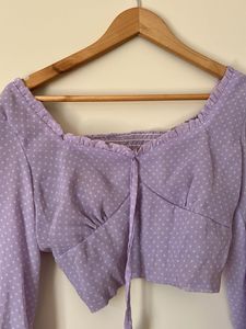Lilac Polka Dot Crop Top