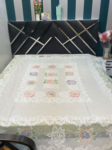 combo Vintage White/golden Net Double Bed Sheets -