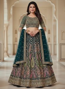 Beutiful Mirror Work Heavy Flair Leheng Embroidery