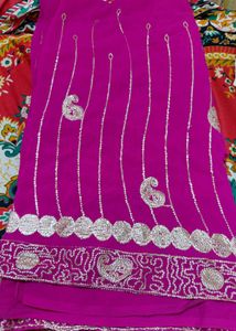 Magenta Saree with Silver Embroidery