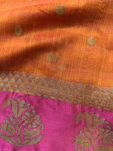 Orange Saree with Golden Motifs