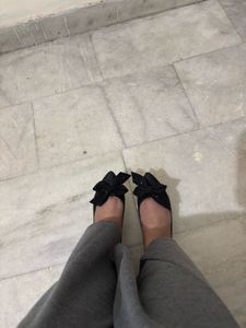 Ginger Black Bow Embellished Flats