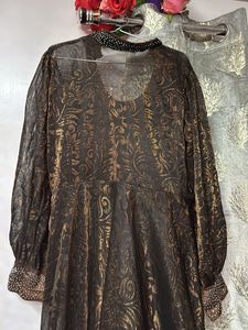Elegant Embellished Black &amp; Gold Gown