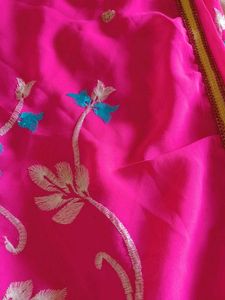 Elegant Pink Embroidered Saree