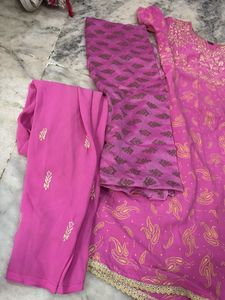 Vibrant Pink Paisley Kurta with Dupatta