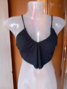 Black Halter Neck Crop Top