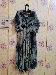 Elegant Green &amp; black Anarkali Gown