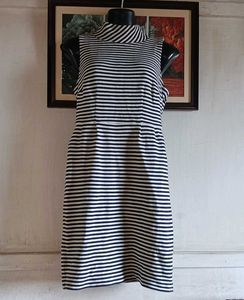 Striped Mock Neck Sleeveless Dress