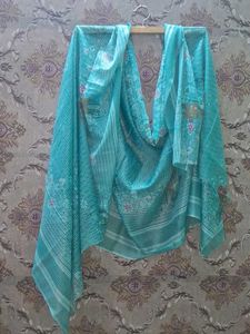 Beautiful Teal Floral Dupatta   of 1