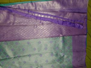 Elegant Teal &amp; Purple litchi silk Saree