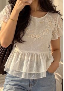 zara  White Embroidered fairy top
