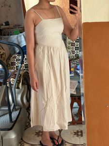 Cream Spaghetti Strap Midi Dress