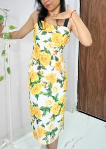Beautiful Rose Print Strappy Dress