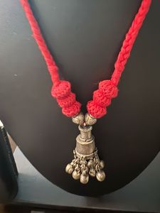 Thread Necklace with oxidised Silver Pend
