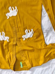 Yellow Kurta with Elephant Embroidery and Pant Set