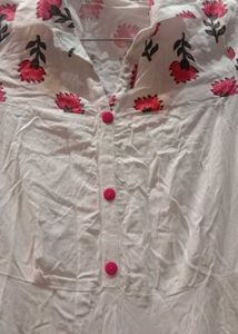 white flower print anarkali/gown