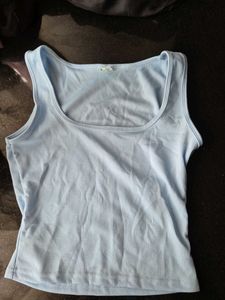 Light Blue Ribbed Tank Top