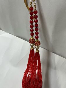 Elegant Red and Pearl Beaded Necklace