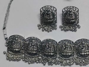 Oxidised Temple Design Necklace Set