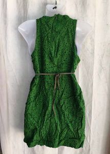 Green Embroidered Mini Dress