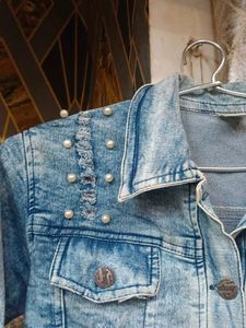 Pearl Embellished Denim Jacket