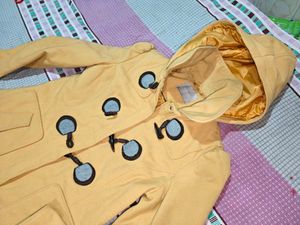 Yellow Hooded Toggle Coat