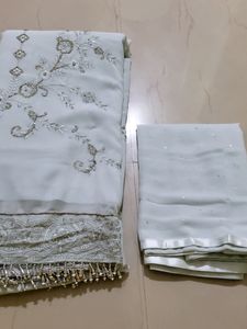 Semi Stitched Embroidery Suit Grey Colour