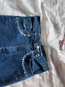 Embellished Flared Denim Jeans