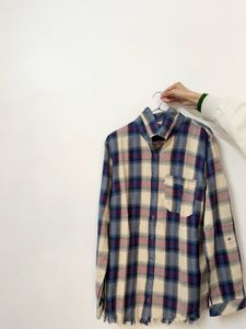 Espirit Frayed Hem Checked Blue Shirt Size S
