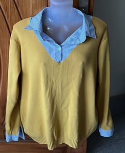 Yellow Knit Sweater w/ Collar