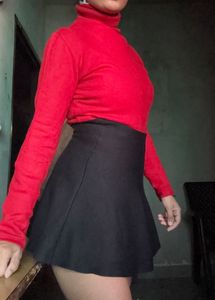 Chic Red Turtleneck Top