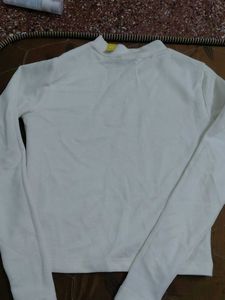 White Ribbed Turtleneck Top