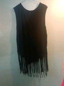Black Fringe Tank Top
