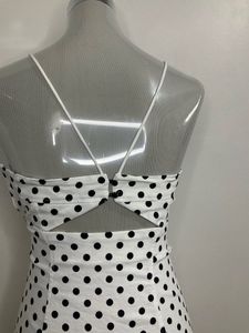 Zara Strappy Denim Corduroy Polka Dot Mini Dress