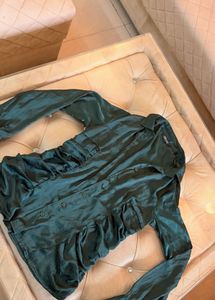 Chic Ruched Satin Button-Up Shirt