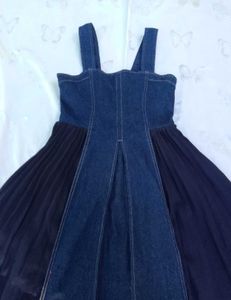 Denim Pleated Midi Dress