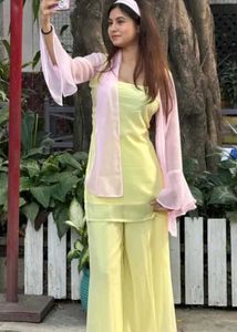 Elegant Yellow &amp; Pink Kurta Set 90s inspir