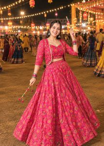 Floral pink lehenga