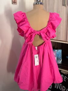 Ruffle Trim V-Neck Mini Dress